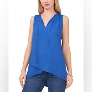 Vince Camuto Sleeveless crossover hem tank top sapphire blue - Small